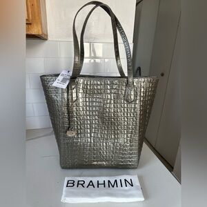 Brahmin  Jayden Metallic Silver Tote La scala